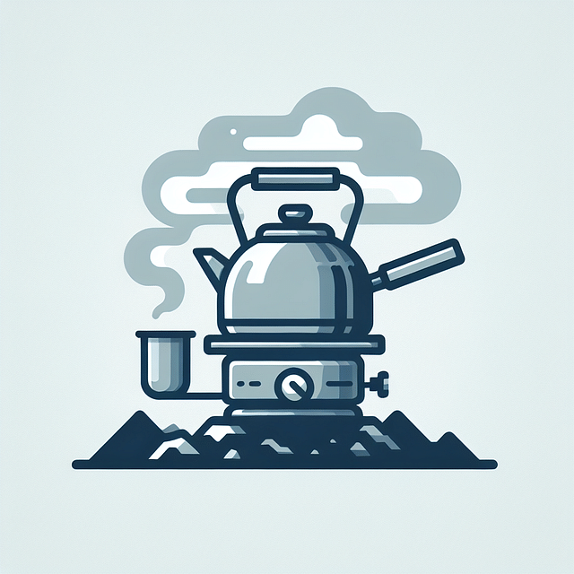 gentle steam rising from a kettle on a backpacking stove