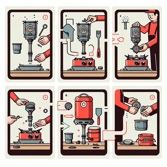 backpacking stove being maintained and stored