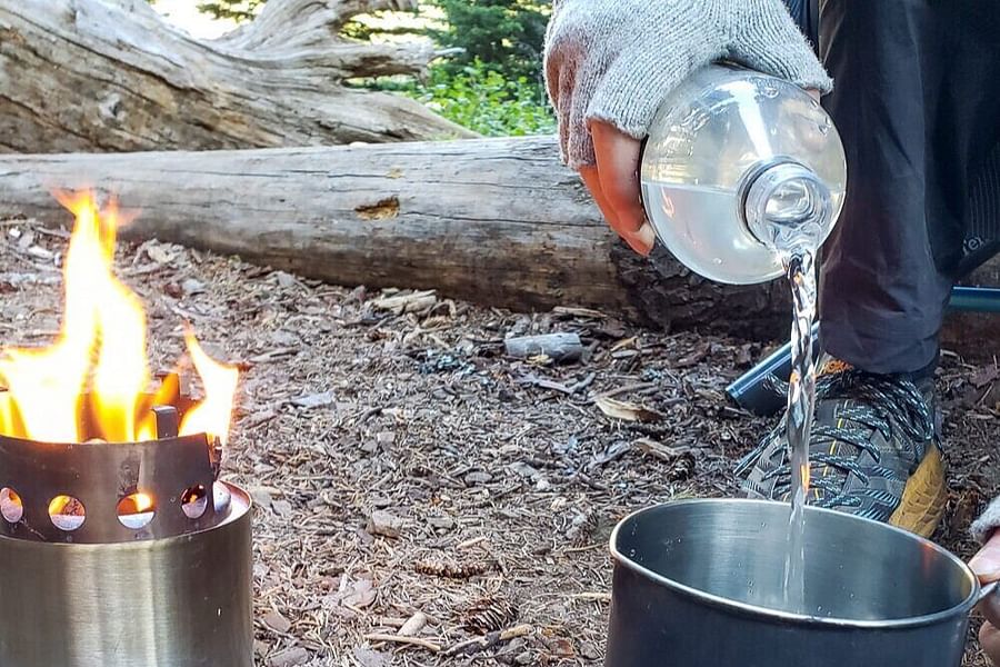 backpacking stove with pot