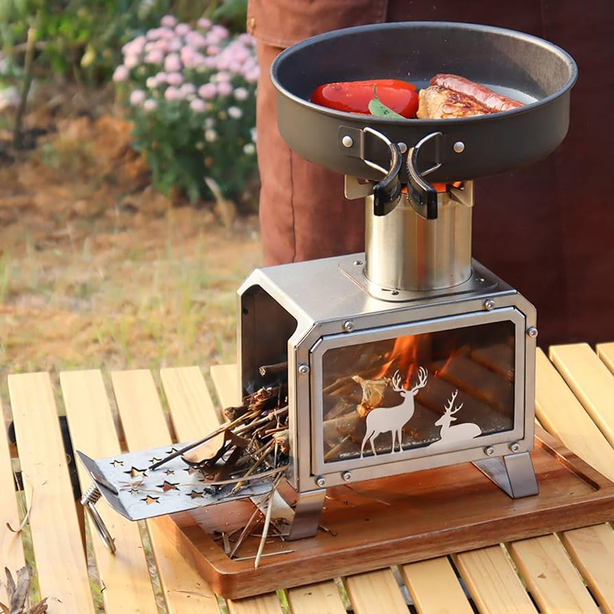 Portable wood-burning camping stove