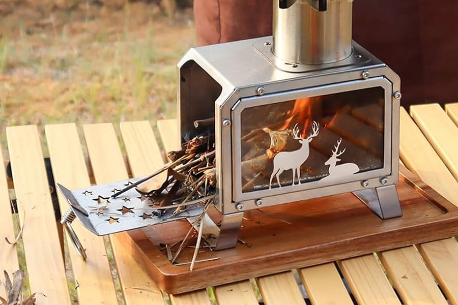 Portable wood-burning camping stove