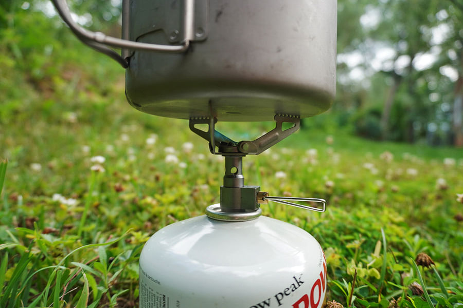 backpacking stove in nature