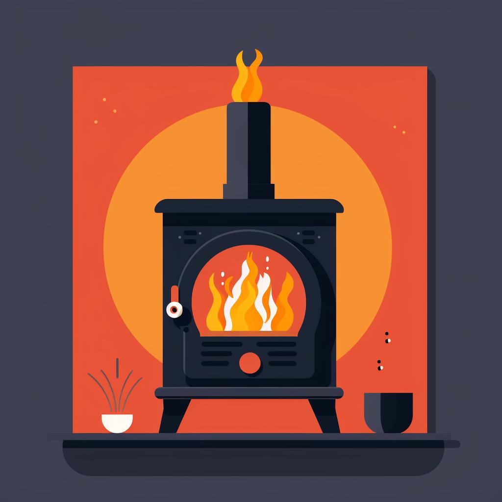 A small fire starting at the bottom of a wood-burning stove.