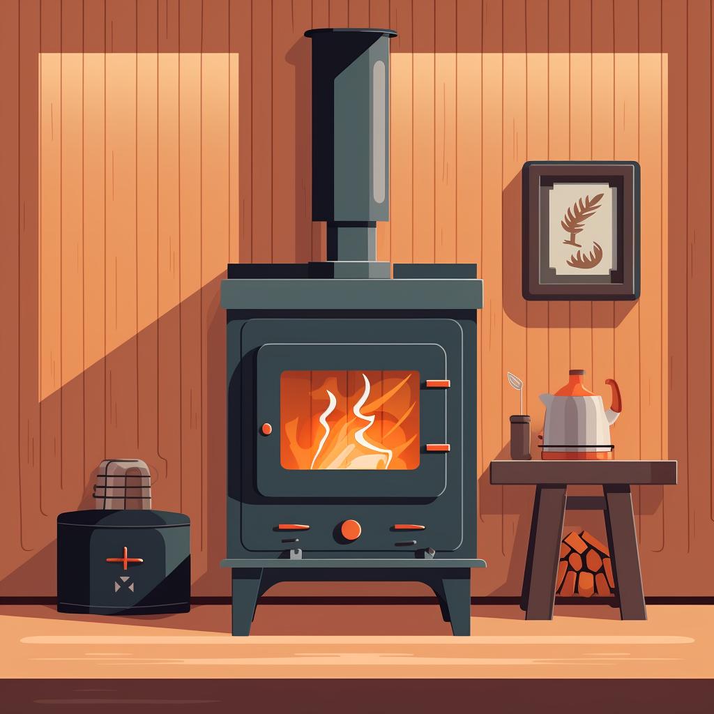 A wood-burning stove set up on a flat surface in a safe location.