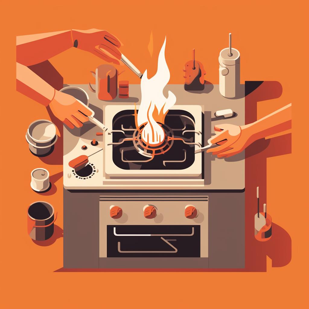 Hands assembling a multi-fuel stove