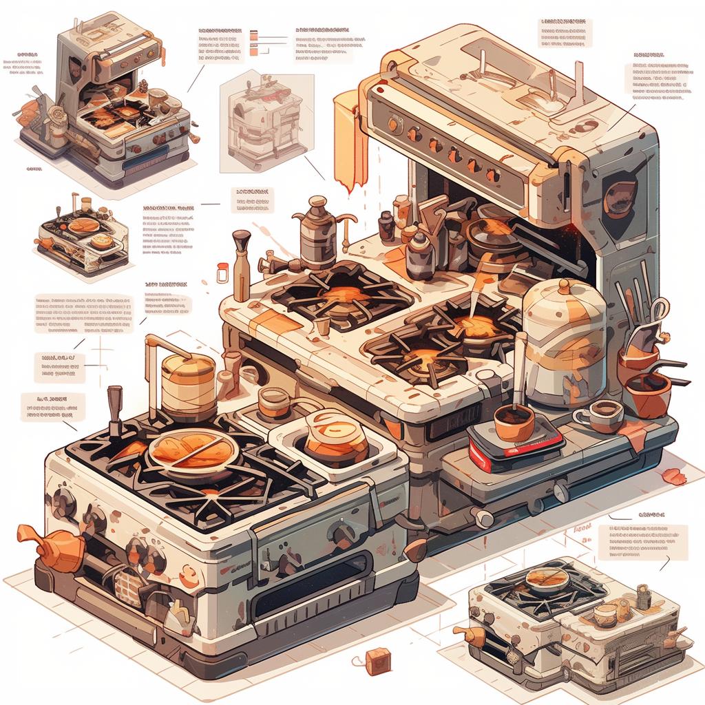 Disassembled multi-fuel stove with parts laid out