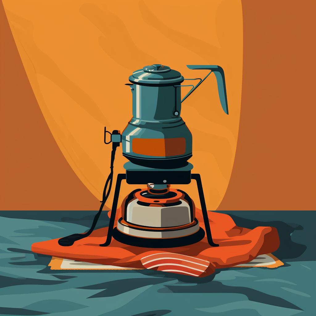 A dry Jetboil stove on a cloth