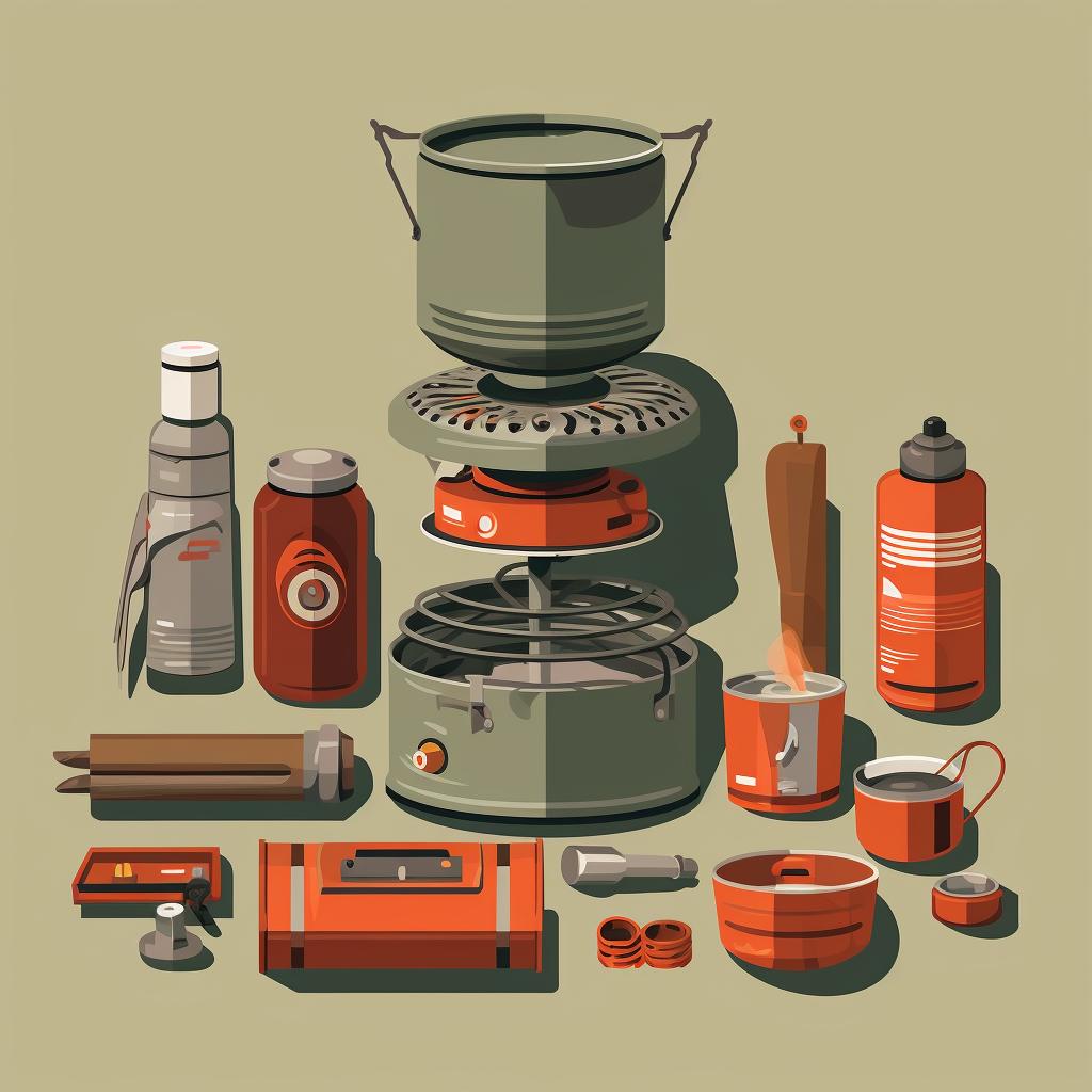 Rinsed and dried parts of a backpacking stove