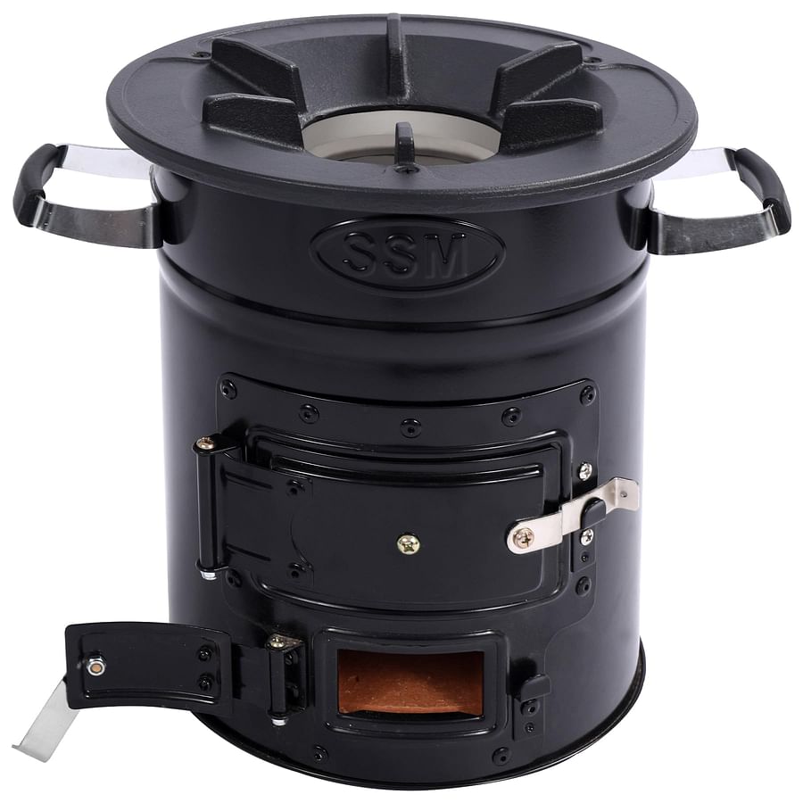 Camp scene featuring a collapsible wood burning backpacking stove