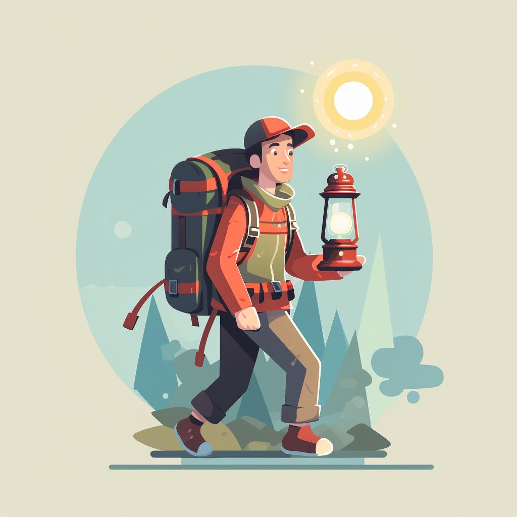 Backpacker carrying light and compact gear
