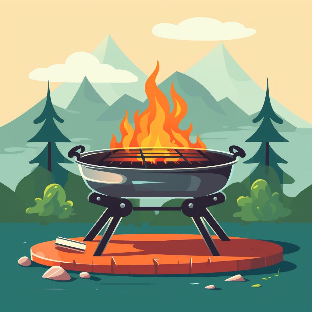 Backpacking grill with small flames, preheating