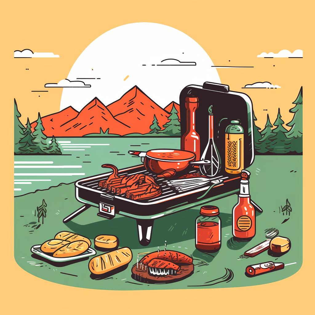 Ingredients placed on a hot backpacking grill